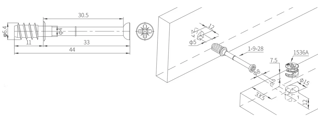 Connecting Bolt with Plastic Skirt MKBS-1-9-28