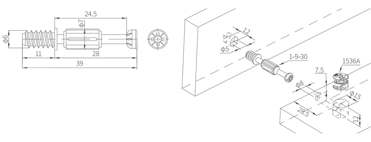 Connecting Bolt with Plastic Skirt MKBS-1-9-30