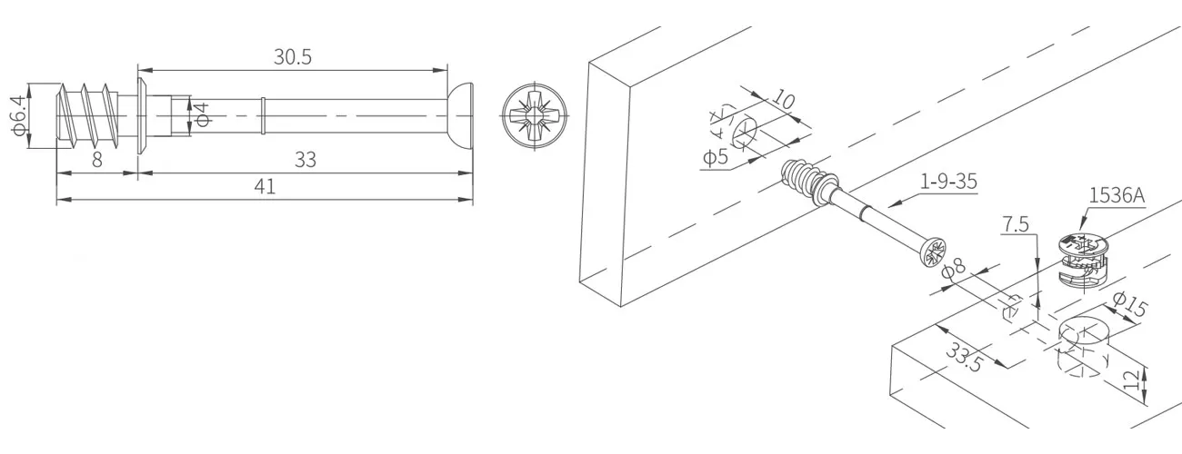 Connecting Bolt with Plastic Skirt MKBS-1-9-35