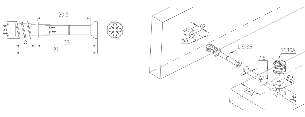 Connecting Bolt with Plastic Skirt MKBS-1-9-36