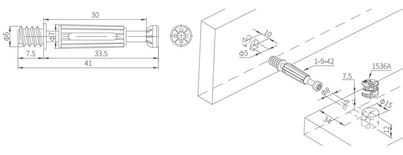 Connecting Bolt with Plastic Skirt MKBS-1-9-42