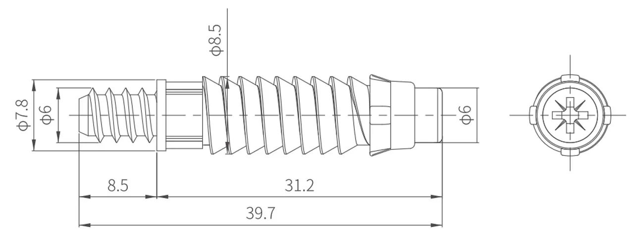 Spiral Invisible Connecting Bolt MKBS-LXG-1-2-2