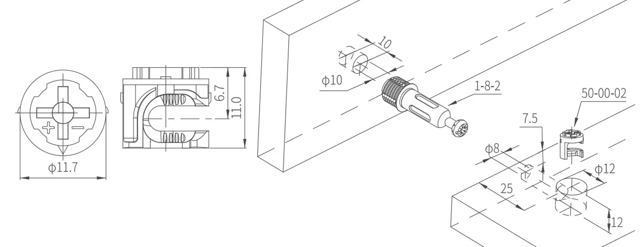 Zinc Alloy Eccentric Cam MKCAM-ZA-50-00-02