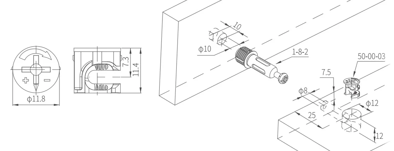 Zinc Alloy Eccentric Cam MKCAM-ZA-50-00-03
