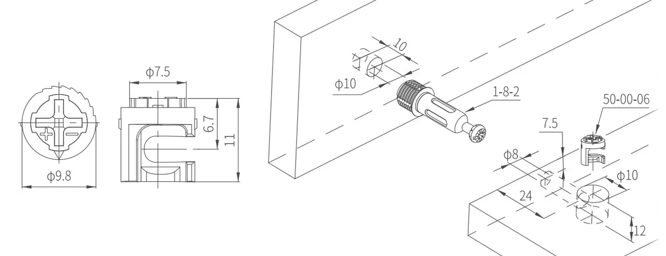 Zinc Alloy Eccentric Cam MKCAM-ZA-50-00-06