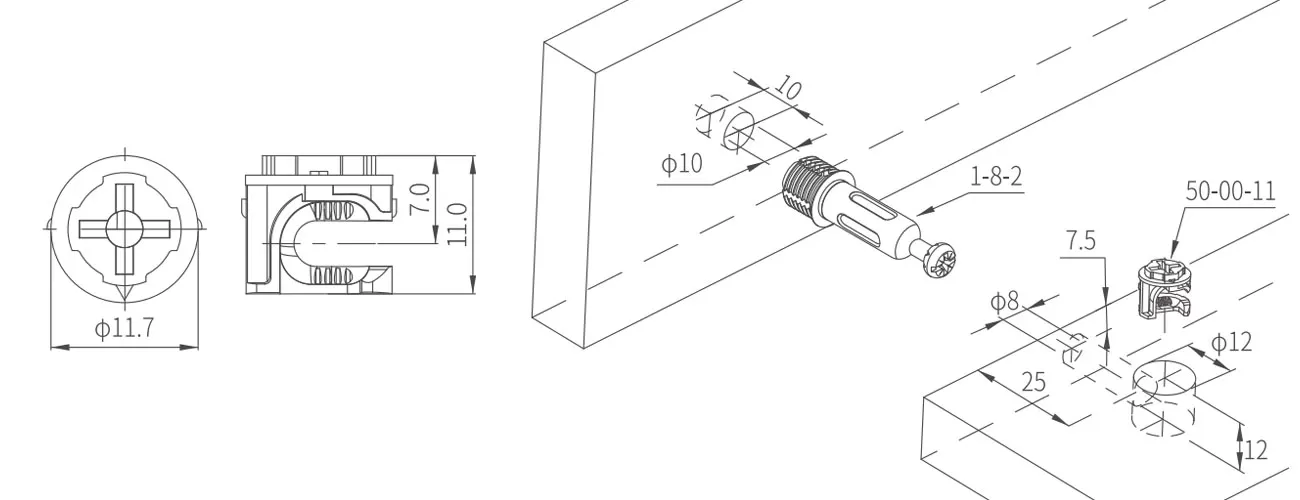Zinc Alloy Eccentric Cam MKCAM-ZA-50-00-11