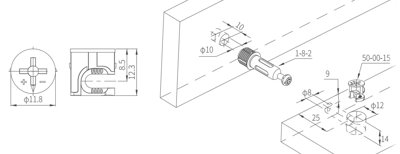 Zinc Alloy Eccentric Cam MKCAM-ZA-50-00-15