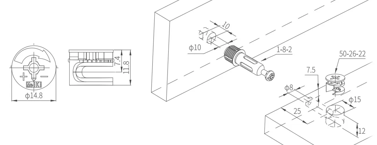 Zinc Alloy Eccentric Cam MKCAM-ZA-50-26-22