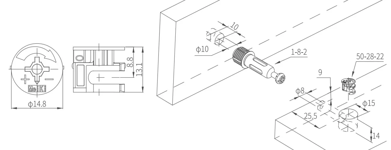 Zinc Alloy Eccentric Cam MKCAM-ZA-50-28-22