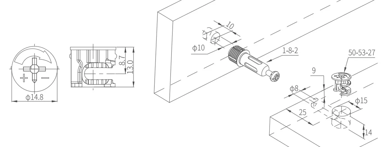 Zinc Alloy Eccentric Cam MKCAM-ZA-50-53-27