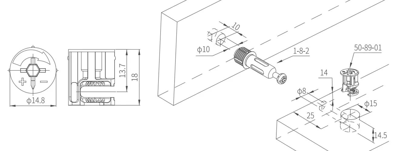Zinc Alloy Eccentric Cam MKCAM-ZA-50-89-01