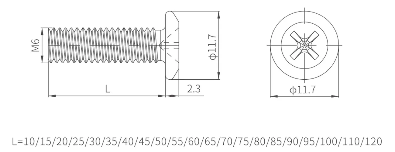 Flat Chamfered Head Phillips Bolt MKLG-12-1-1