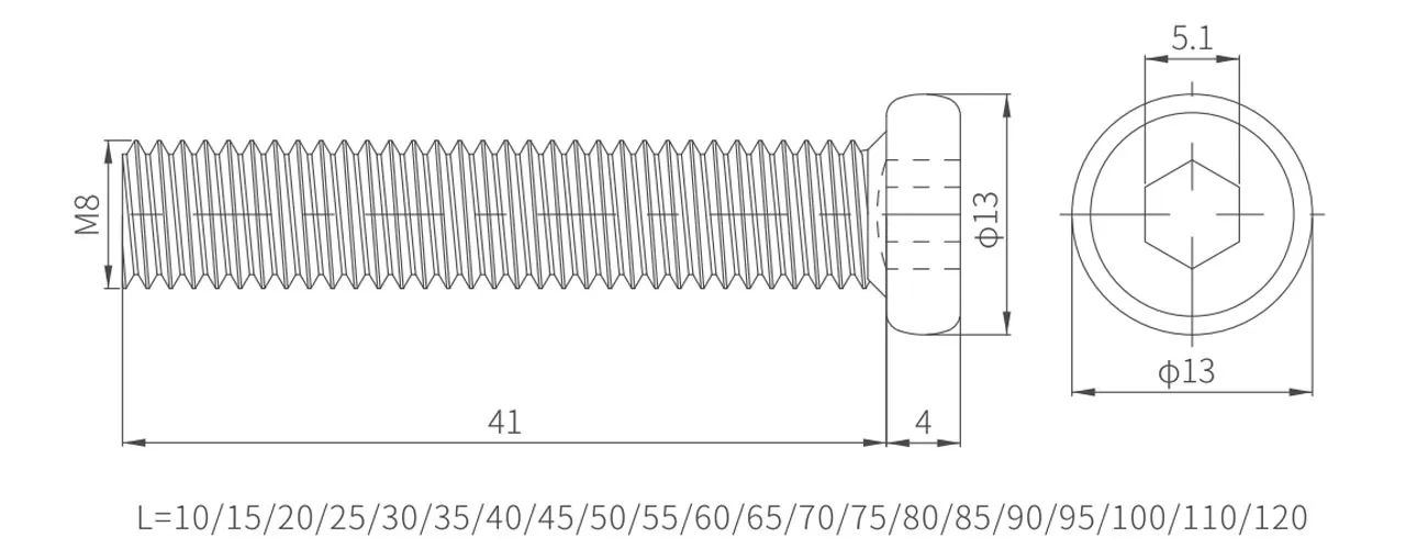 Pan Head Hexagon Bolt MKLG-12-2-3