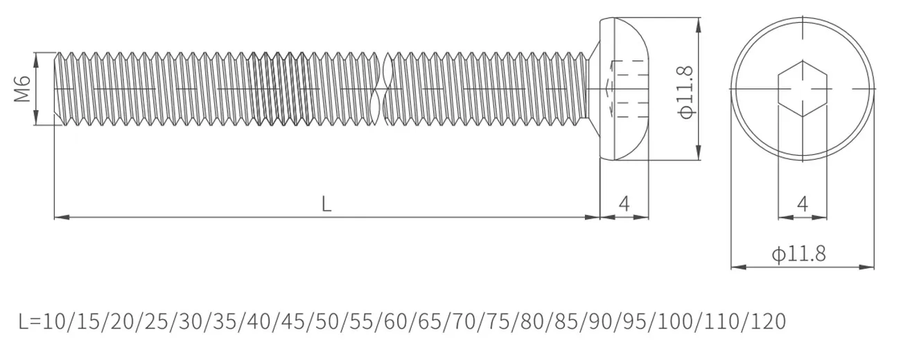Large Pan Head Hex Socket Screw MKLG-12-9-13