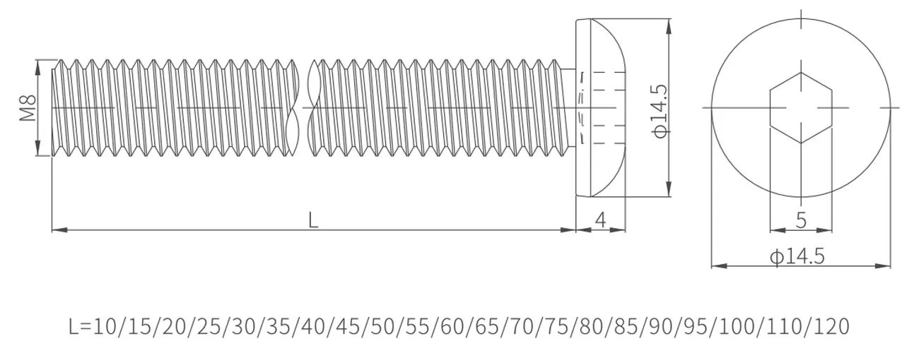 Large Pan Head Hex Socket Screw MKLG-12-9-3