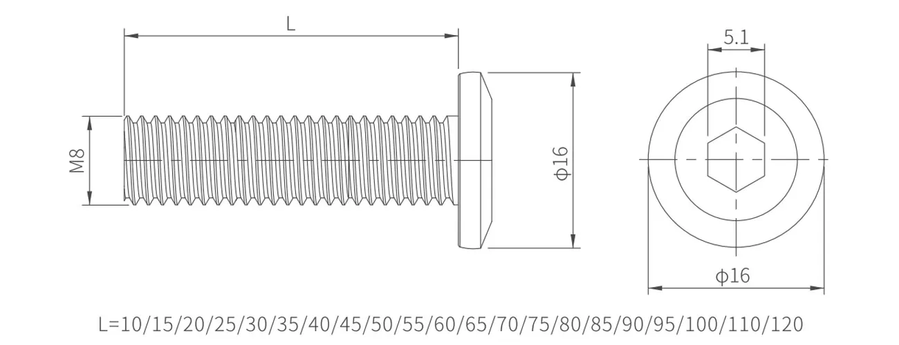 Chamfered Hexagon Bolt MKLG-M8FY